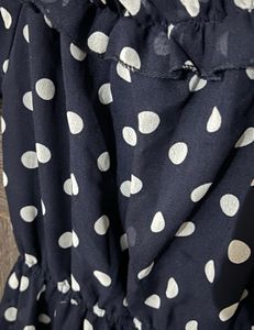 Stylish Navy Blue Polka Dot Dress – Like New