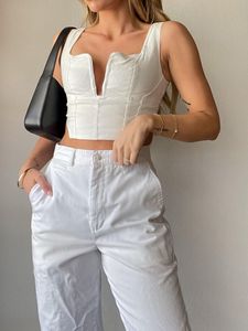 Chic White Corset Style Crop Top