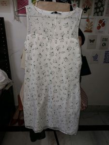 White Floral Net Dress