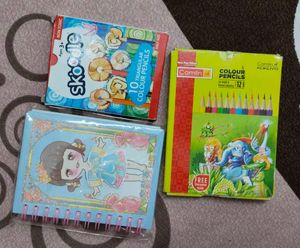 pencil colours and cute diary