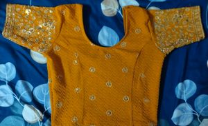 Mustard Embellished Readymade Blouse