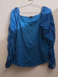 Blue Puff Sleeve Top