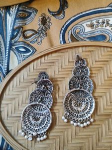 Oxidized Silver Jhumka Earrings