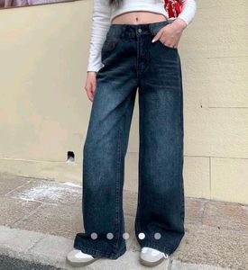 Blue Dark Wash Wide Leg Jeans