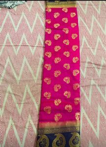 Beautiful Pink and Blue Silk Saree
