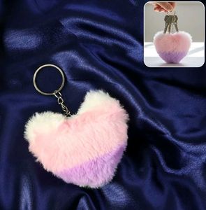Fuzzy Heart Keychain Set of 3