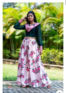 Stylish Green Embroidered Blouse with lower 2pc L