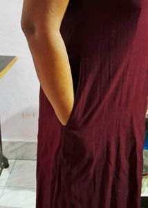 Maroon night Gown with two pockets