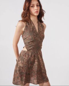 Floral Cut-Out Halterneck Dress