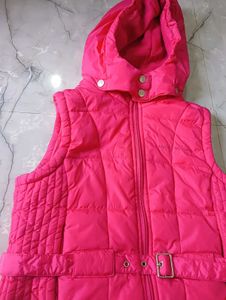Pink Padded Vest with Hood