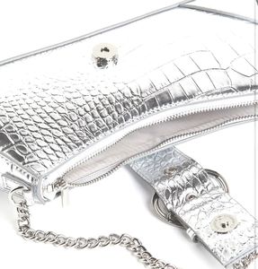 H&amp;M croc heart buckle silver bag