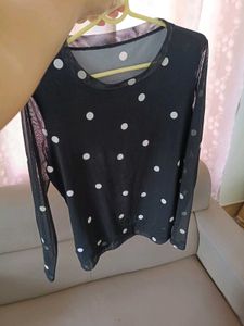 Black Polka Dot Mesh Top