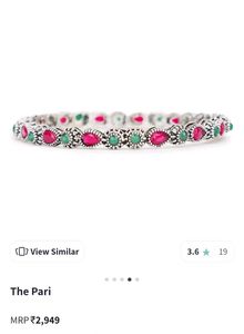 Set Of 4 Oxidised Pink &amp; Green Stone Bangles (2.4)