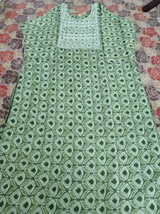 Green Printed Kurta Set