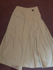 Khaki Pleated Wrap Skirt