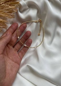 Gold Anklet with Pearls