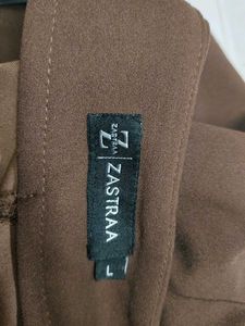 ZASTRAA Stylish Brown Wrap Skirt