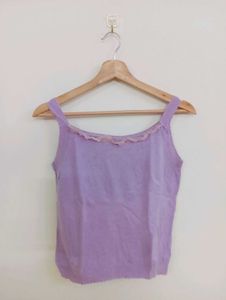 Lavender Lace Trim Tank Top