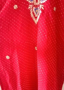 RED LEHERIYA KURTI