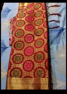 Stunning Red &amp; Gold Silk Saree