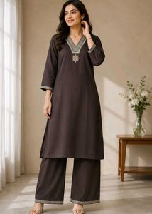 Libas - Brown Embroidered Codset