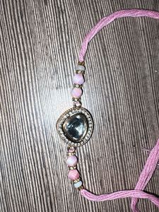 Elegant Beaded Rakhi with Stone Pendant