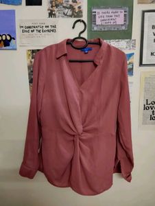 Chic Mauve Twist Front Blouse