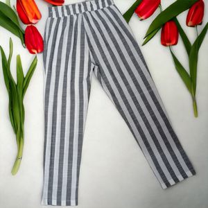Vintage Inspired Striped Pleated High Waist Pant