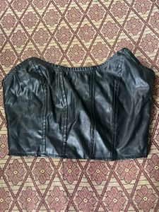 Black Faux Leather Corset Top