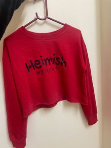 Red 'Heimish' Cropped Sweatshirt