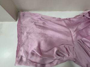 Zara Pink Satin Ruched Wrap Dress