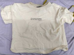 White Cropped Baby Tee with Text