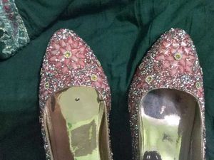 Pink Belly Sandal with multi stone work