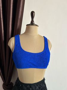 Vibrant Blue Textured Bikini Top