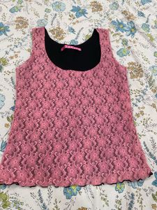 Chic Pink Lace Sleeveless Top