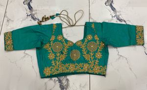 Embellished Teal &amp; Pink Lehenga Choli Set