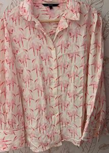 Vero Moda Pink Flamingo Print Button-Up Shirt