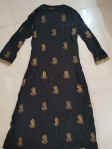 Elegant Black Kurta with Gold Print