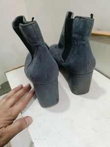 Gray Suede Ankle Boots