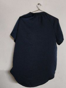 Chic Navy Blue Button-Up Blouse