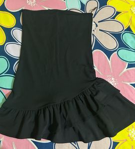 Chic Black Ruffled Tube Dress