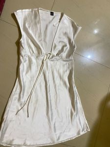 White Satin Tie-Front Mini Dress (zara inspired)