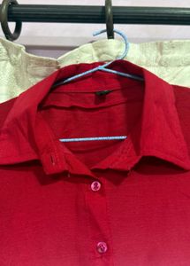 Ombre Red &amp; White Button-Up Shirt