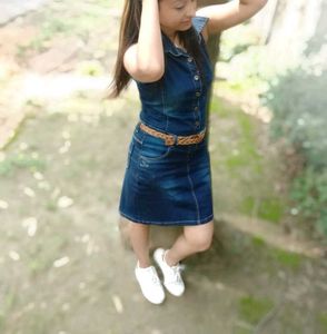 Sleeveless Denim Shirt Dress