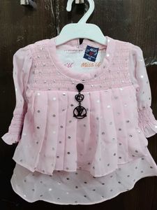 Girls Pink Shimmer Dot Top