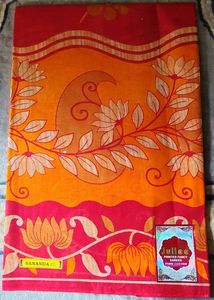 Vibrant Floral Print Pure Cotton Saree