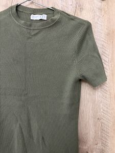 Olive Green Ribbed Midi Dress