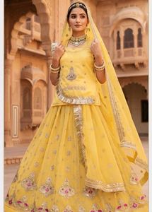 Yellow Embroidered Rajputi Poshak