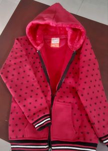Woollen Pink Hoodie-jacket for girls / women