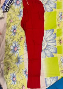 Blue Kurta Set with Red Pants
